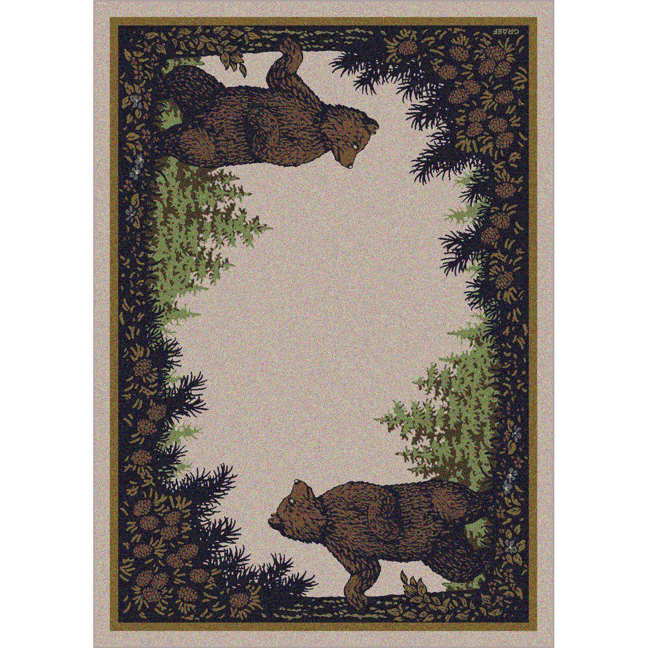 Fraternal Bears - Green-CabinRugs Southwestern Rugs Wildlife Rugs Lodge Rugs Aztec RugsSouthwest Rugs