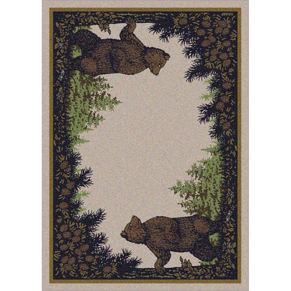 Fraternal Bears - Green-CabinRugs Southwestern Rugs Wildlife Rugs Lodge Rugs Aztec RugsSouthwest Rugs