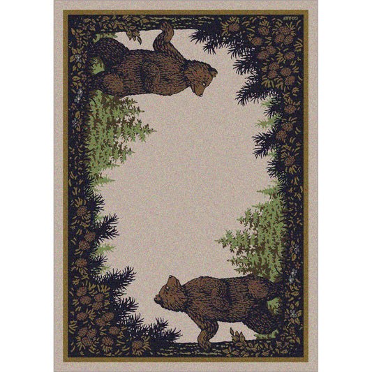 Fraternal Bears - Green-CabinRugs Southwestern Rugs Wildlife Rugs Lodge Rugs Aztec RugsSouthwest Rugs