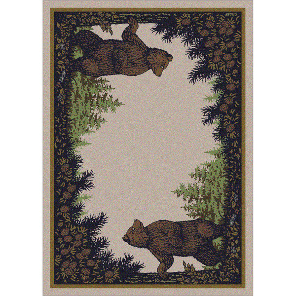 Fraternal Bears - Green-CabinRugs Southwestern Rugs Wildlife Rugs Lodge Rugs Aztec RugsSouthwest Rugs