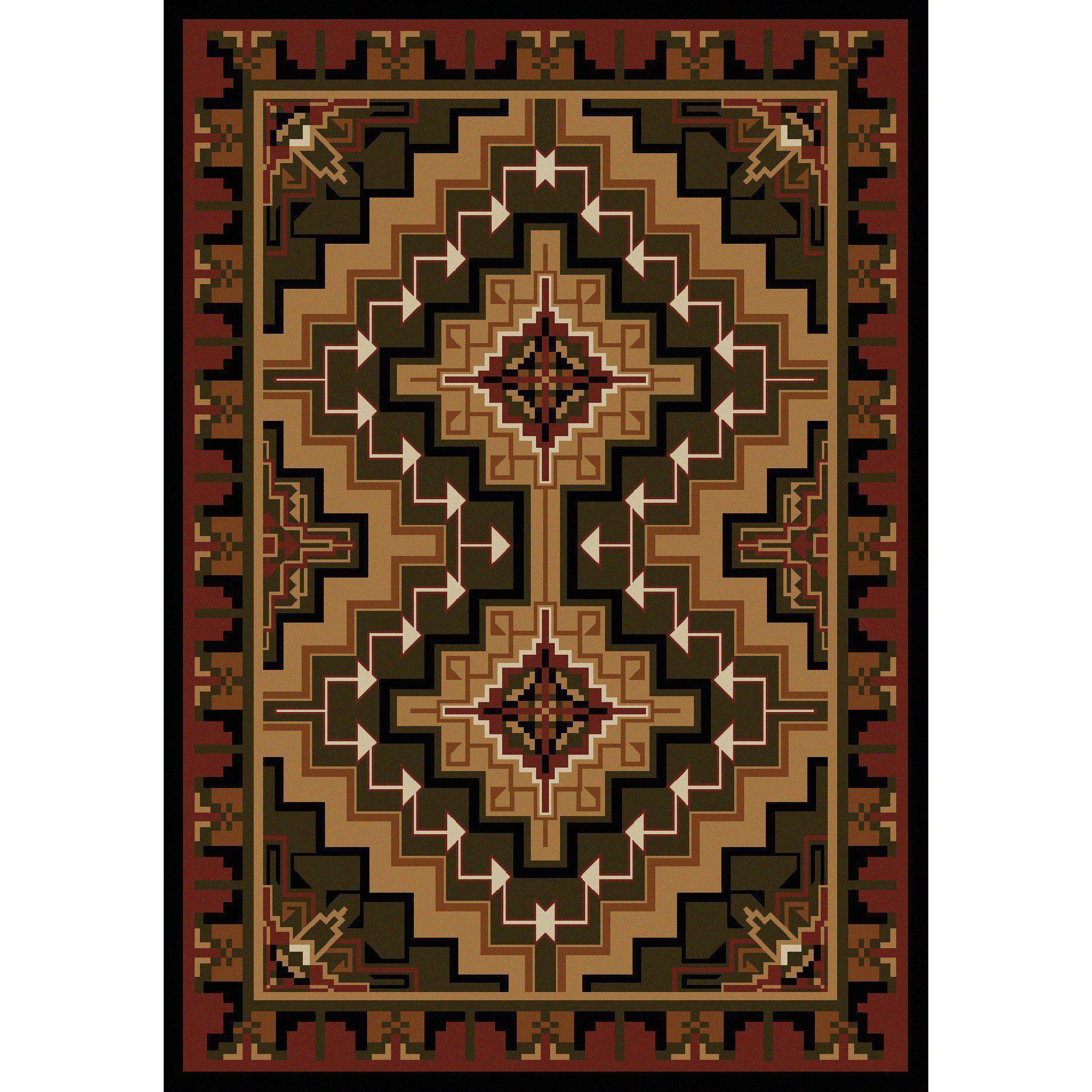 Land Of The Hills - Red-CabinRugs Southwestern Rugs Wildlife Rugs Lodge Rugs Aztec RugsSouthwest Rugs