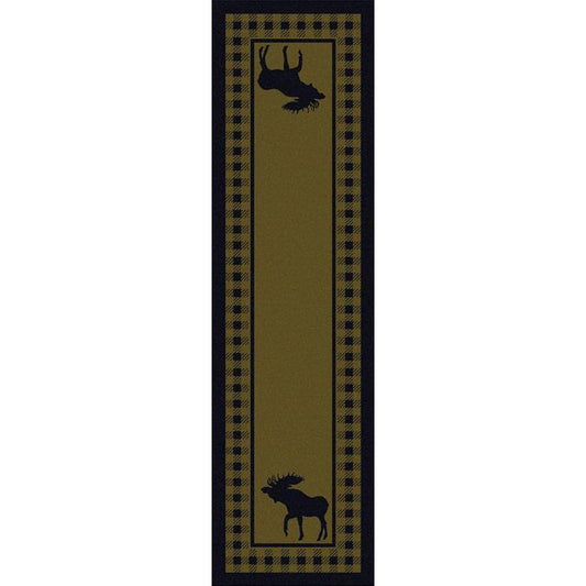 Moose Couple Refuge - Green-CabinRugs Southwestern Rugs Wildlife Rugs Lodge Rugs Aztec RugsSouthwest Rugs