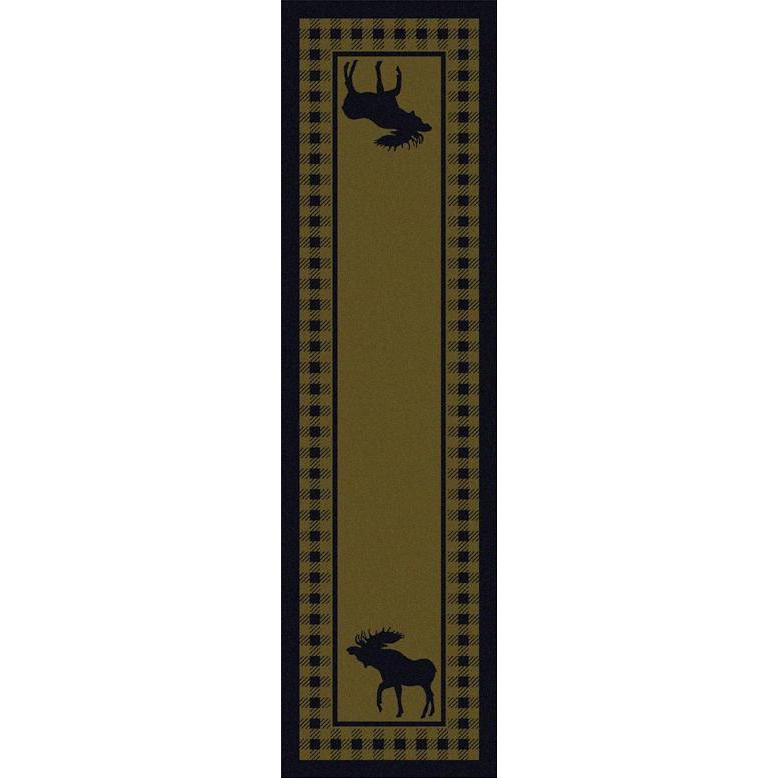 Moose Couple Refuge - Green-CabinRugs Southwestern Rugs Wildlife Rugs Lodge Rugs Aztec RugsSouthwest Rugs