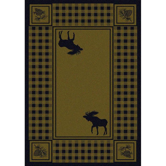 Moose Couple Refuge - Green-CabinRugs Southwestern Rugs Wildlife Rugs Lodge Rugs Aztec RugsSouthwest Rugs