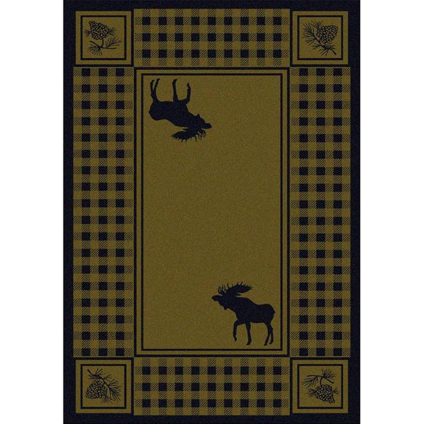 Moose Couple Refuge - Green-CabinRugs Southwestern Rugs Wildlife Rugs Lodge Rugs Aztec RugsSouthwest Rugs