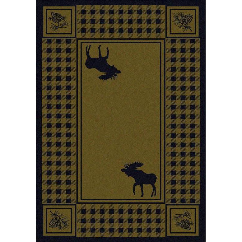 Moose Couple Refuge - Green-CabinRugs Southwestern Rugs Wildlife Rugs Lodge Rugs Aztec RugsSouthwest Rugs