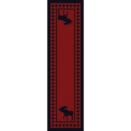 Moose Couple Refuge - Red-CabinRugs Southwestern Rugs Wildlife Rugs Lodge Rugs Aztec RugsSouthwest Rugs