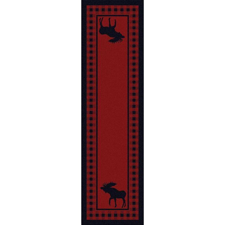 Moose Couple Refuge - Red-CabinRugs Southwestern Rugs Wildlife Rugs Lodge Rugs Aztec RugsSouthwest Rugs