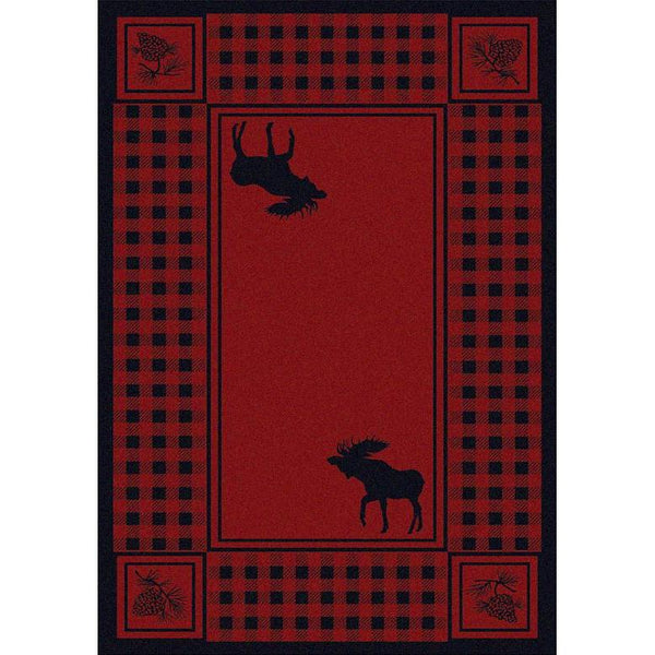 Moose Couple Refuge - Red-CabinRugs Southwestern Rugs Wildlife Rugs Lodge Rugs Aztec RugsSouthwest Rugs