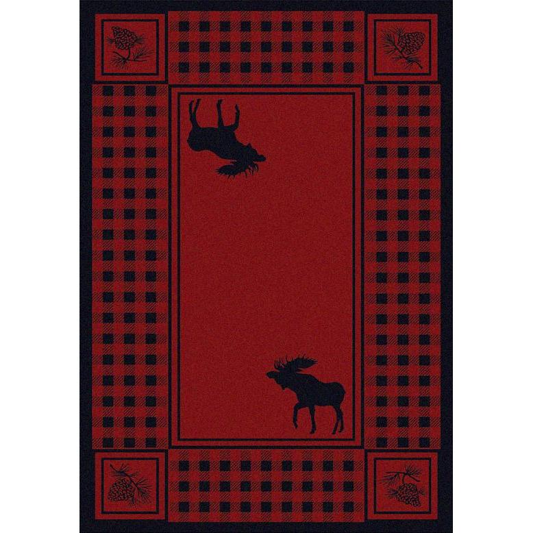 Moose Couple Refuge - Red-CabinRugs Southwestern Rugs Wildlife Rugs Lodge Rugs Aztec RugsSouthwest Rugs