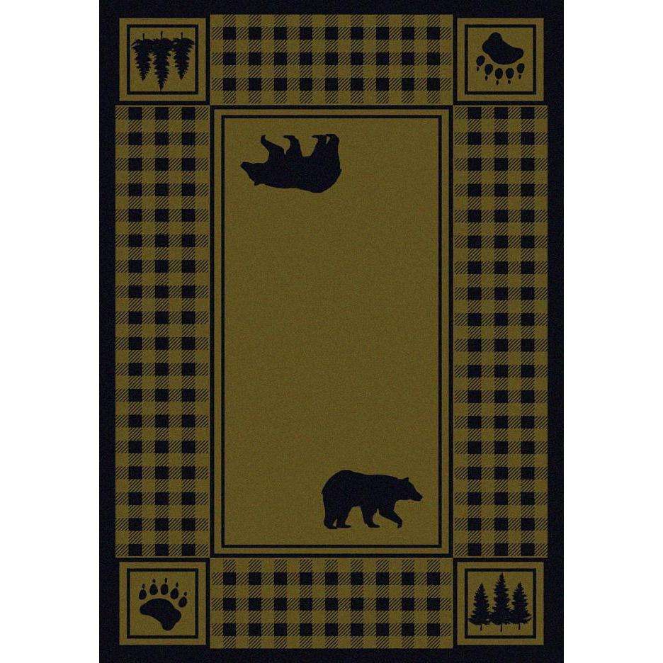 Mother Bear Refuge - Green-CabinRugs Southwestern Rugs Wildlife Rugs Lodge Rugs Aztec RugsSouthwest Rugs