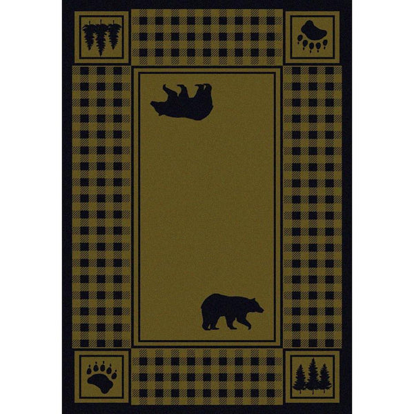 Mother Bear Refuge - Green-CabinRugs Southwestern Rugs Wildlife Rugs Lodge Rugs Aztec RugsSouthwest Rugs