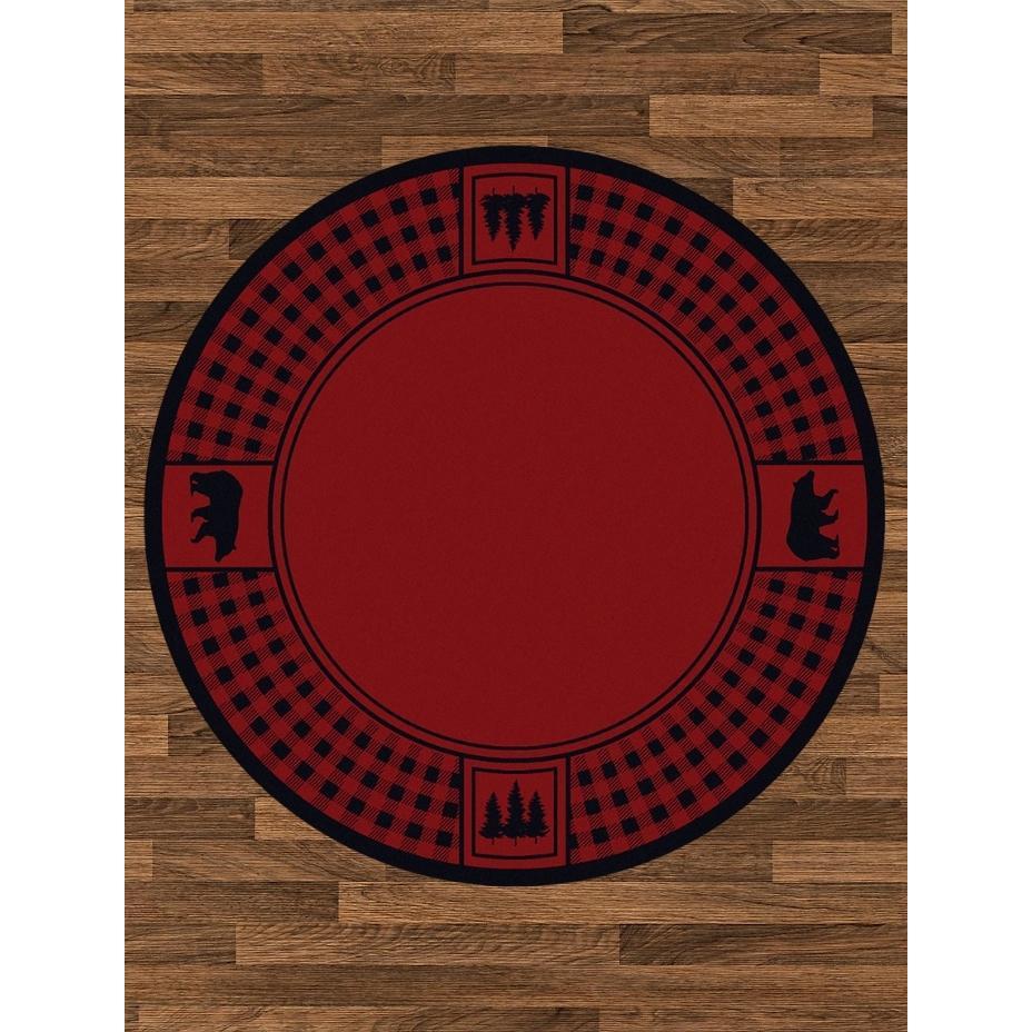 Mother Bear Refuge - Red-CabinRugs Southwestern Rugs Wildlife Rugs Lodge Rugs Aztec RugsSouthwest Rugs