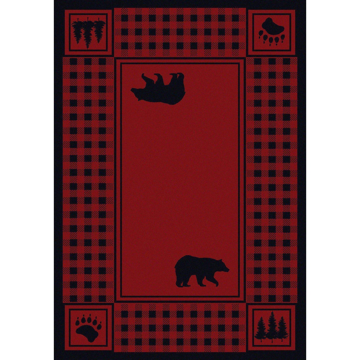 Mother Bear Refuge - Red-CabinRugs Southwestern Rugs Wildlife Rugs Lodge Rugs Aztec RugsSouthwest Rugs