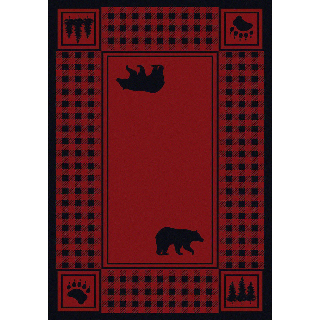 Mother Bear Refuge - Red-CabinRugs Southwestern Rugs Wildlife Rugs Lodge Rugs Aztec RugsSouthwest Rugs