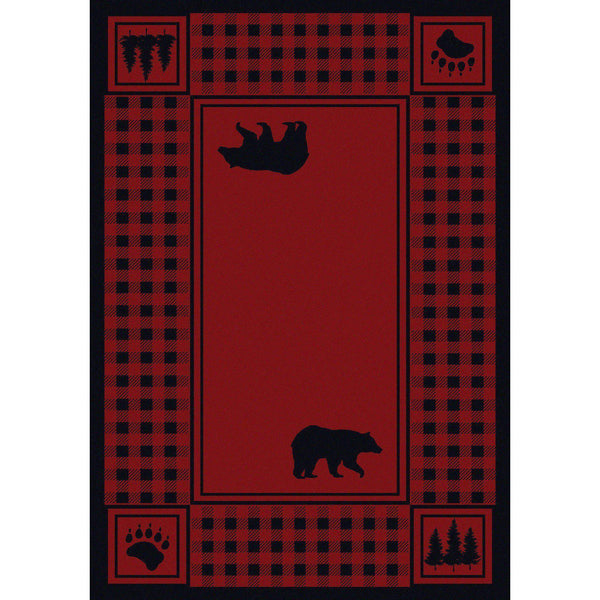 Mother Bear Refuge - Red-CabinRugs Southwestern Rugs Wildlife Rugs Lodge Rugs Aztec RugsSouthwest Rugs