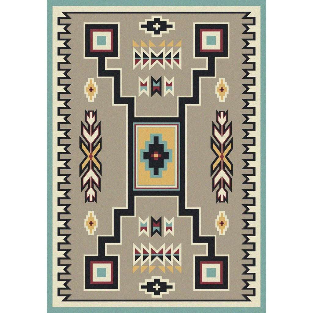 Old Timer - Suede Turquoise-CabinRugs Southwestern Rugs Wildlife Rugs Lodge Rugs Aztec RugsSouthwest Rugs
