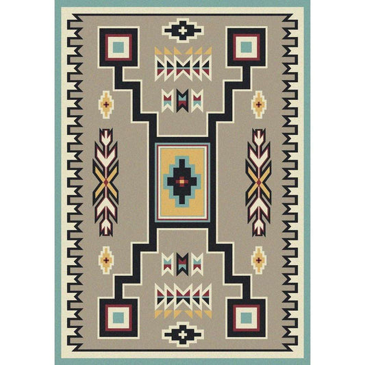 Old Timer - Suede Turquoise-CabinRugs Southwestern Rugs Wildlife Rugs Lodge Rugs Aztec RugsSouthwest Rugs