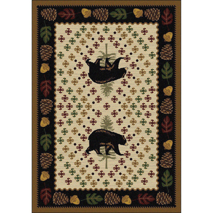 Picnic Bear - Natural-CabinRugs Southwestern Rugs Wildlife Rugs Lodge Rugs Aztec RugsSouthwest Rugs