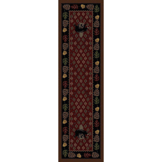 Picnic Bear - Red-CabinRugs Southwestern Rugs Wildlife Rugs Lodge Rugs Aztec RugsSouthwest Rugs