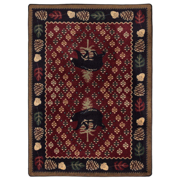 Picnic Bear - Red-CabinRugs Southwestern Rugs Wildlife Rugs Lodge Rugs Aztec RugsSouthwest Rugs