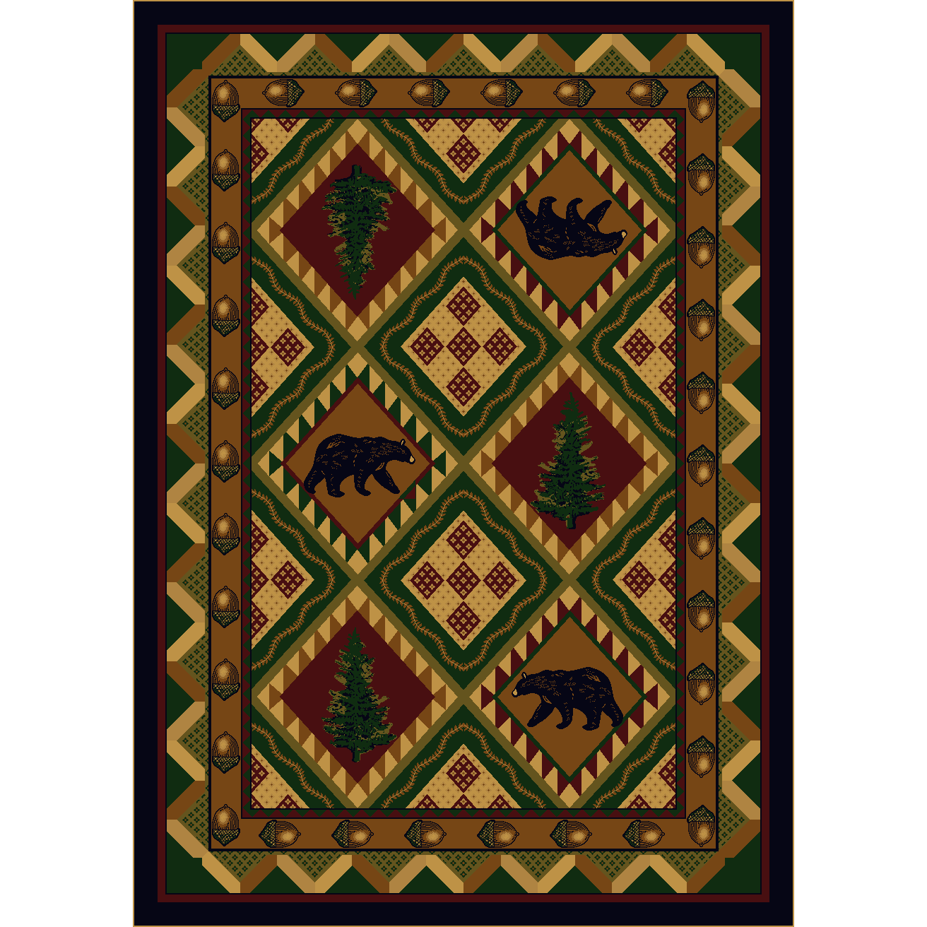 Picnic In The Forest - Woodland-CabinRugs Southwestern Rugs Wildlife Rugs Lodge Rugs Aztec RugsSouthwest Rugs
