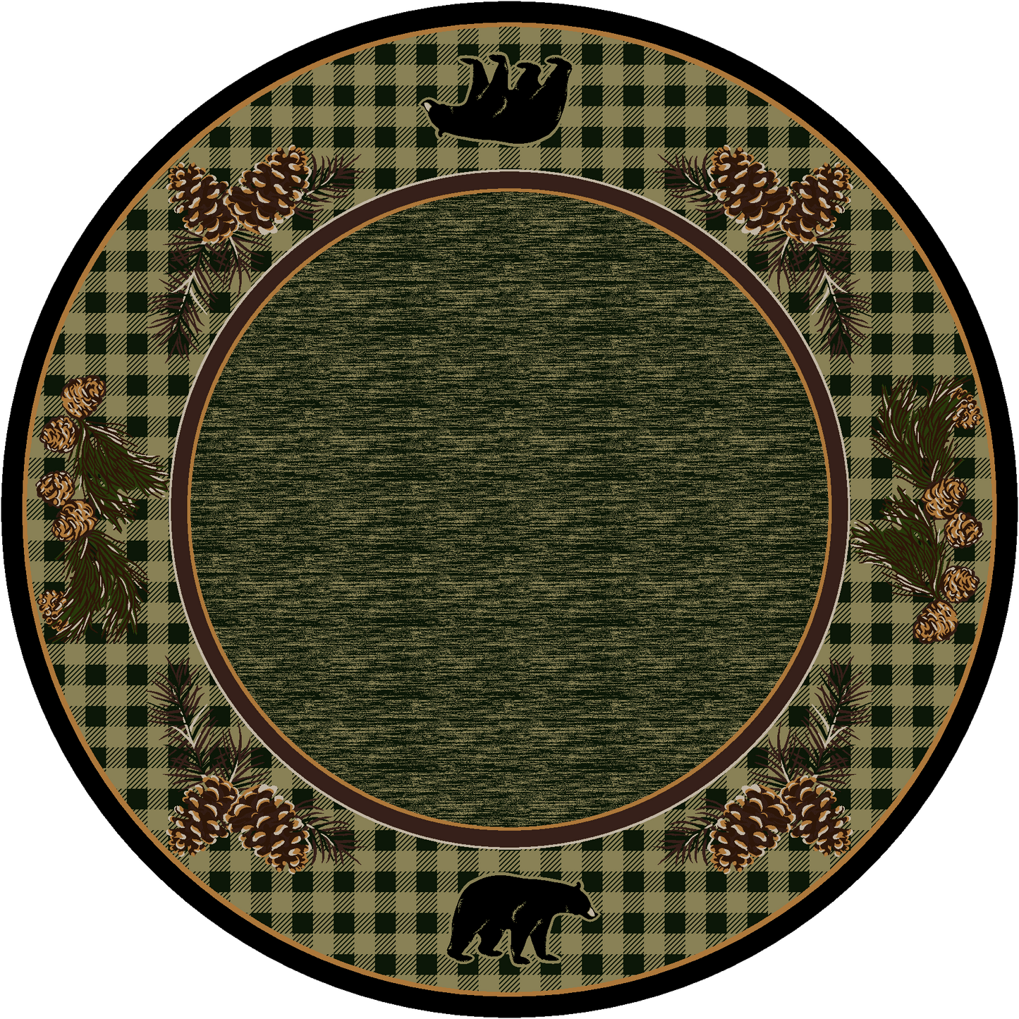 Pinecones & Bears-CabinRugs Southwestern Rugs Wildlife Rugs Lodge Rugs Aztec RugsSouthwest Rugs