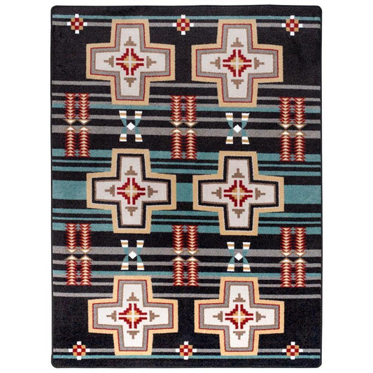 Rio Grande - Black-CabinRugs Southwestern Rugs Wildlife Rugs Lodge Rugs Aztec RugsSouthwest Rugs