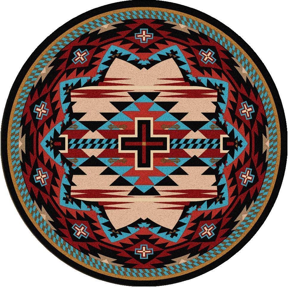 Rustic Crucifix - Blue-CabinRugs Southwestern Rugs Wildlife Rugs Lodge Rugs Aztec RugsSouthwest Rugs