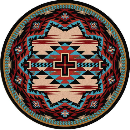 Rustic Crucifix - Blue-CabinRugs Southwestern Rugs Wildlife Rugs Lodge Rugs Aztec RugsSouthwest Rugs