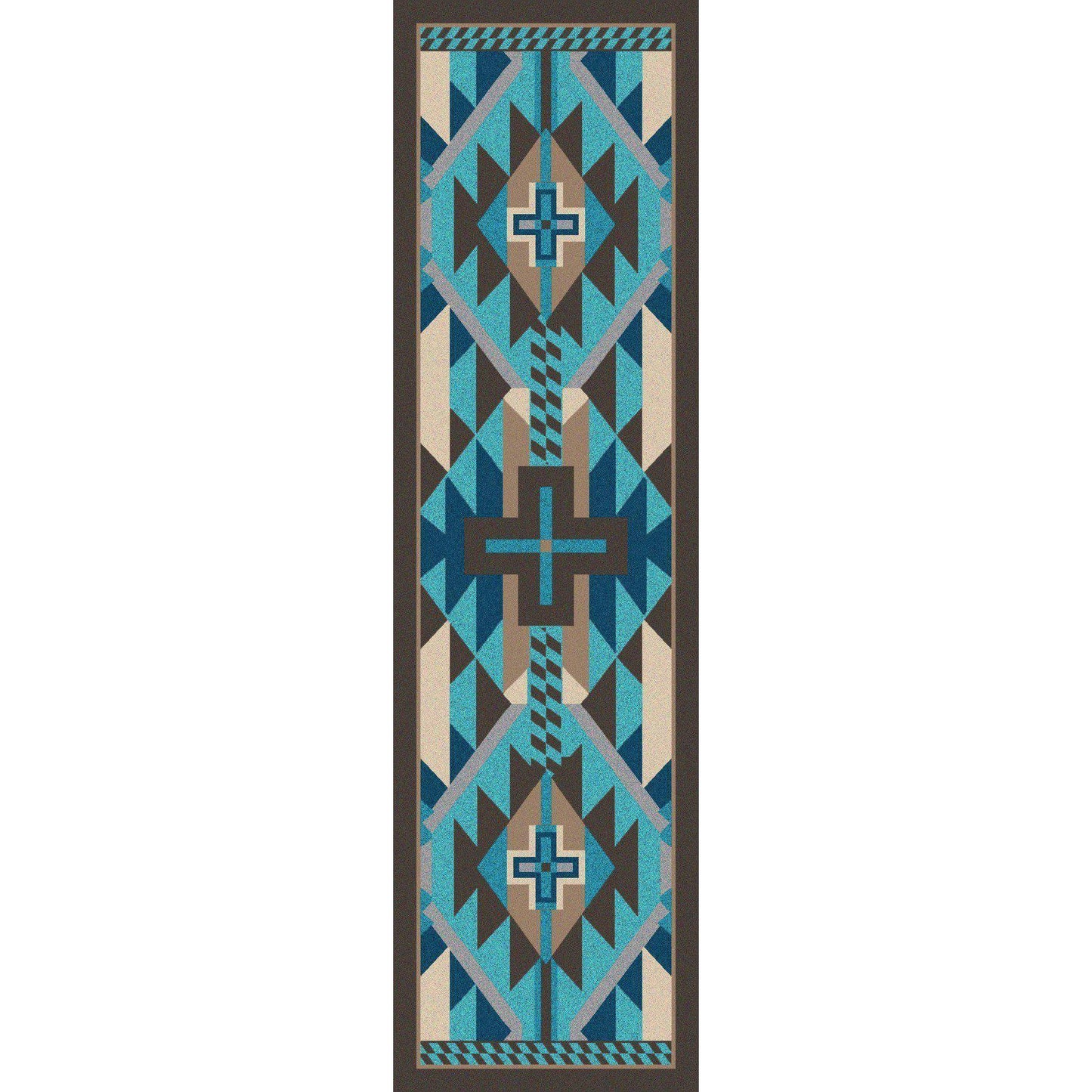 Rustic Crucifix - Turquoise Indigo-CabinRugs Southwestern Rugs Wildlife Rugs Lodge Rugs Aztec RugsSouthwest Rugs