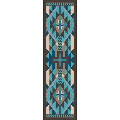 Rustic Crucifix - Turquoise Indigo-CabinRugs Southwestern Rugs Wildlife Rugs Lodge Rugs Aztec RugsSouthwest Rugs