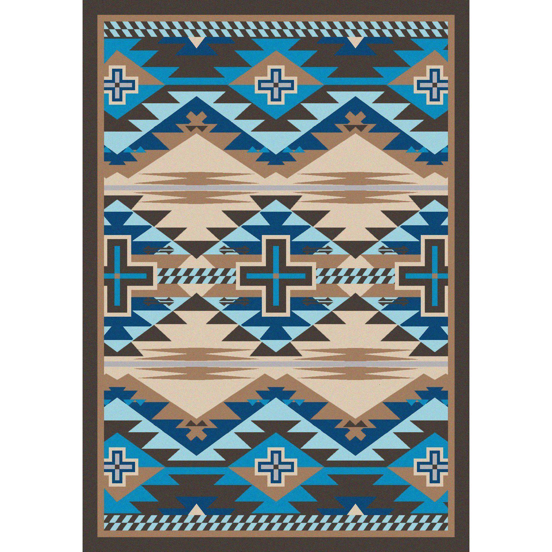 Rustic Crucifix - Turquoise Indigo-CabinRugs Southwestern Rugs Wildlife Rugs Lodge Rugs Aztec RugsSouthwest Rugs