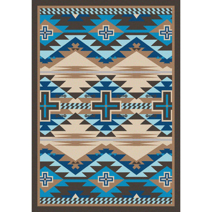 Rustic Crucifix - Turquoise Indigo-CabinRugs Southwestern Rugs Wildlife Rugs Lodge Rugs Aztec RugsSouthwest Rugs