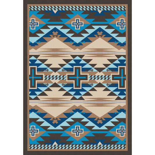 Rustic Crucifix - Turquoise Indigo-CabinRugs Southwestern Rugs Wildlife Rugs Lodge Rugs Aztec RugsSouthwest Rugs