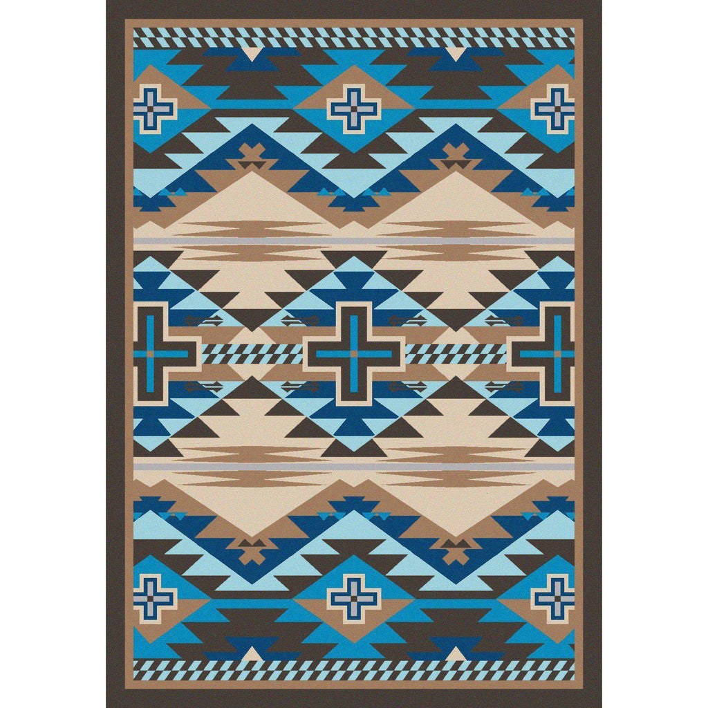 Rustic Crucifix - Turquoise Indigo-CabinRugs Southwestern Rugs Wildlife Rugs Lodge Rugs Aztec RugsSouthwest Rugs