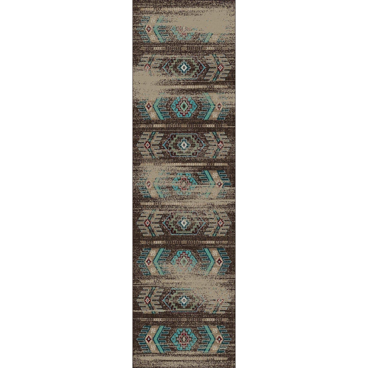 Southwest Nostalgia - Distressed Turquoise-CabinRugs Southwestern Rugs Wildlife Rugs Lodge Rugs Aztec RugsSouthwest Rugs