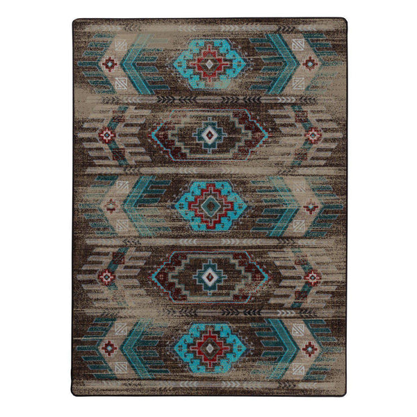 Southwest Nostalgia - Distressed Turquoise-CabinRugs Southwestern Rugs Wildlife Rugs Lodge Rugs Aztec RugsSouthwest Rugs