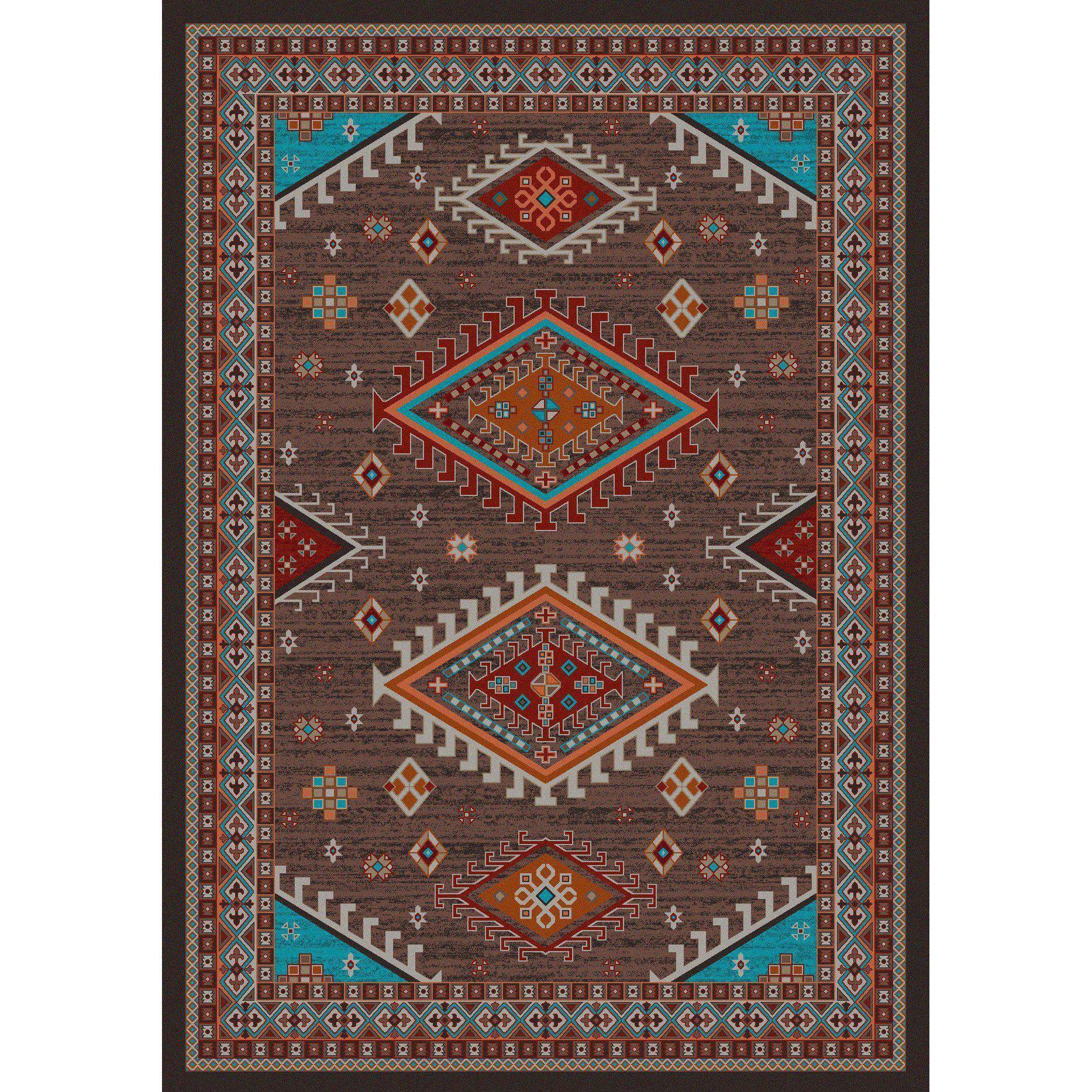Southwest Persia - Brown-CabinRugs Southwestern Rugs Wildlife Rugs Lodge Rugs Aztec RugsSouthwest Rugs