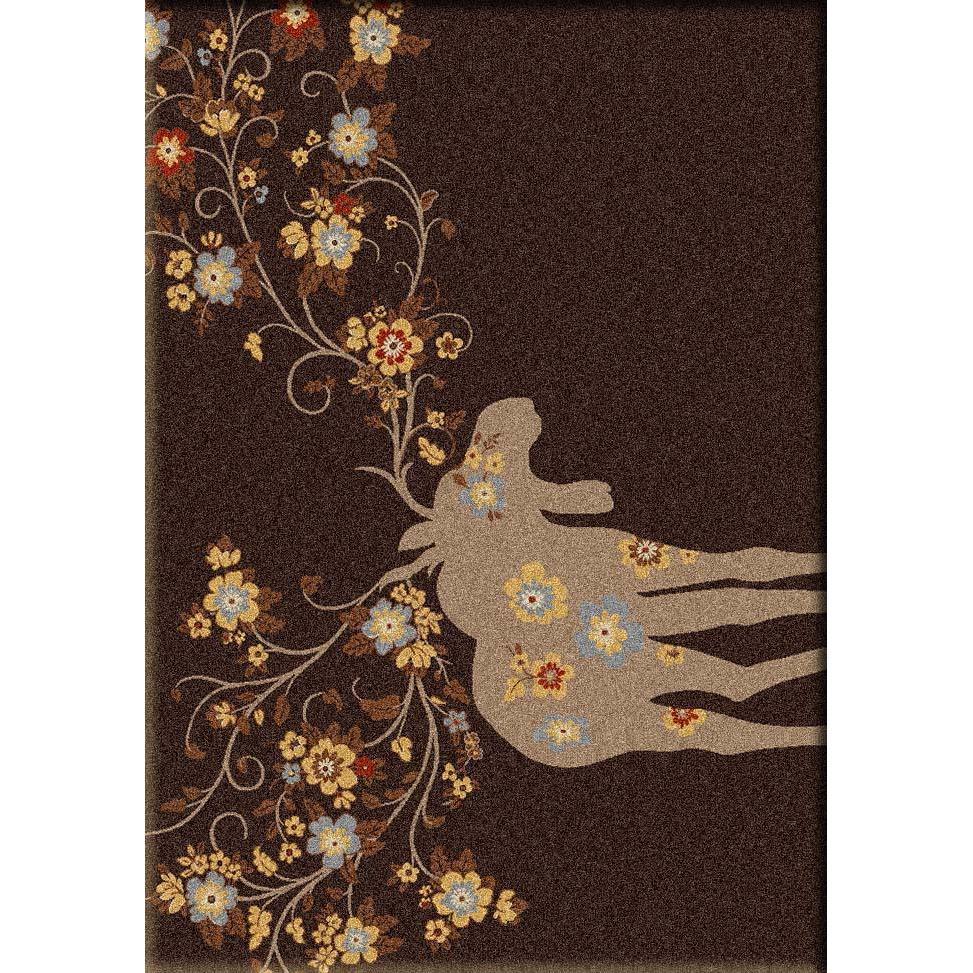 Springtime Moose - Chocolate-CabinRugs Southwestern Rugs Wildlife Rugs Lodge Rugs Aztec RugsSouthwest Rugs