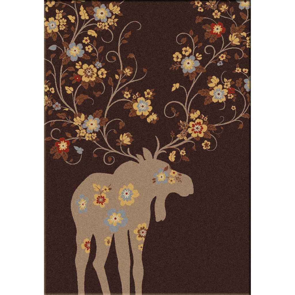 Springtime Moose - Chocolate-CabinRugs Southwestern Rugs Wildlife Rugs Lodge Rugs Aztec RugsSouthwest Rugs