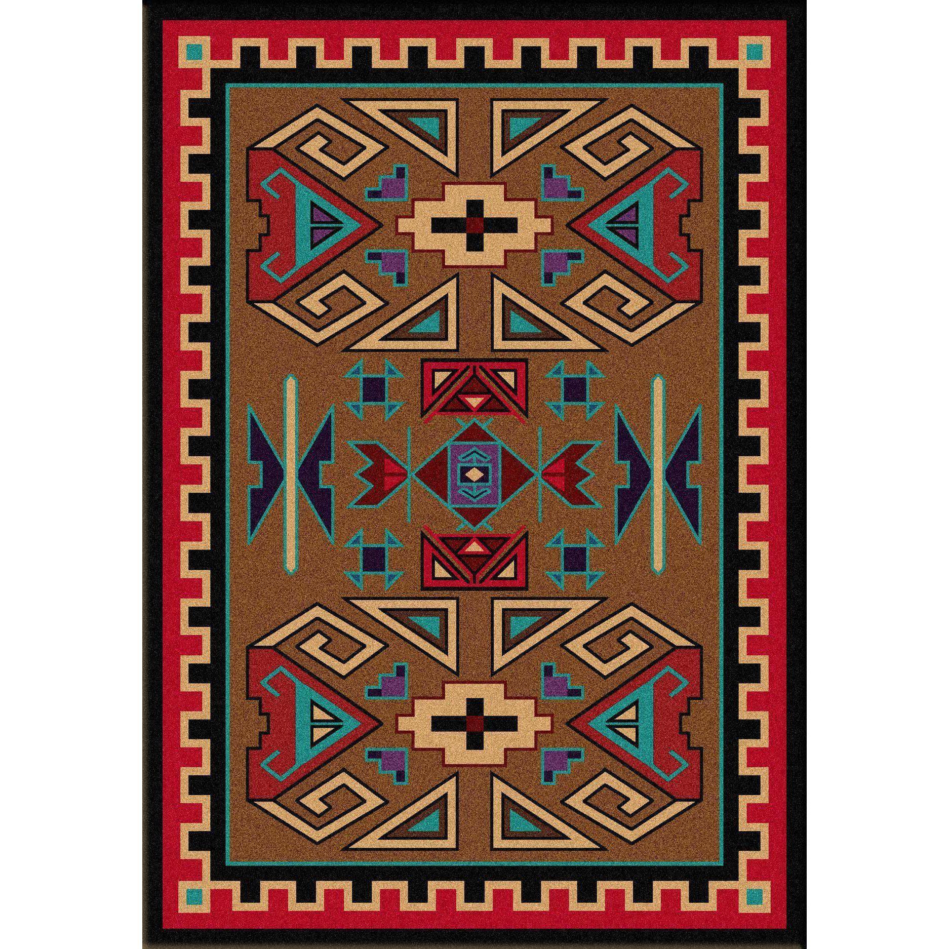 Steppe Rams - Bright-CabinRugs Southwestern Rugs Wildlife Rugs Lodge Rugs Aztec RugsSouthwest Rugs