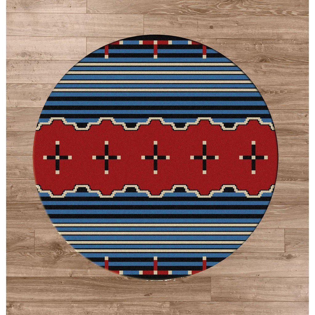 Tribe Leader - Blue-CabinRugs Southwestern Rugs Wildlife Rugs Lodge Rugs Aztec RugsSouthwest Rugs