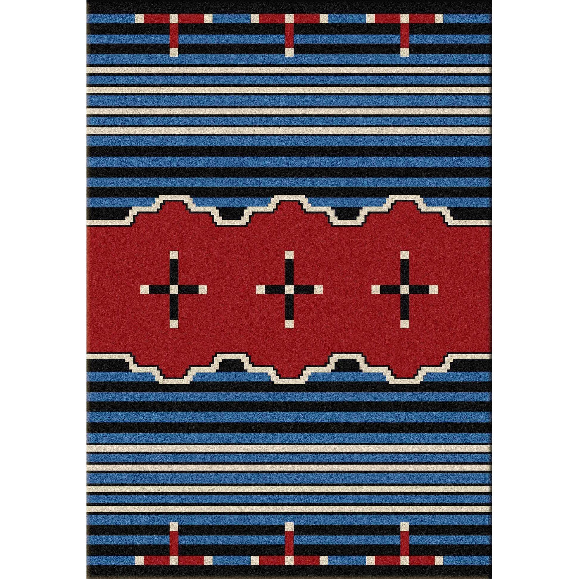 Tribe Leader - Blue-CabinRugs Southwestern Rugs Wildlife Rugs Lodge Rugs Aztec RugsSouthwest Rugs