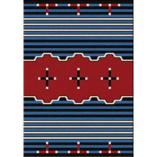 Tribe Leader - Blue-CabinRugs Southwestern Rugs Wildlife Rugs Lodge Rugs Aztec RugsSouthwest Rugs