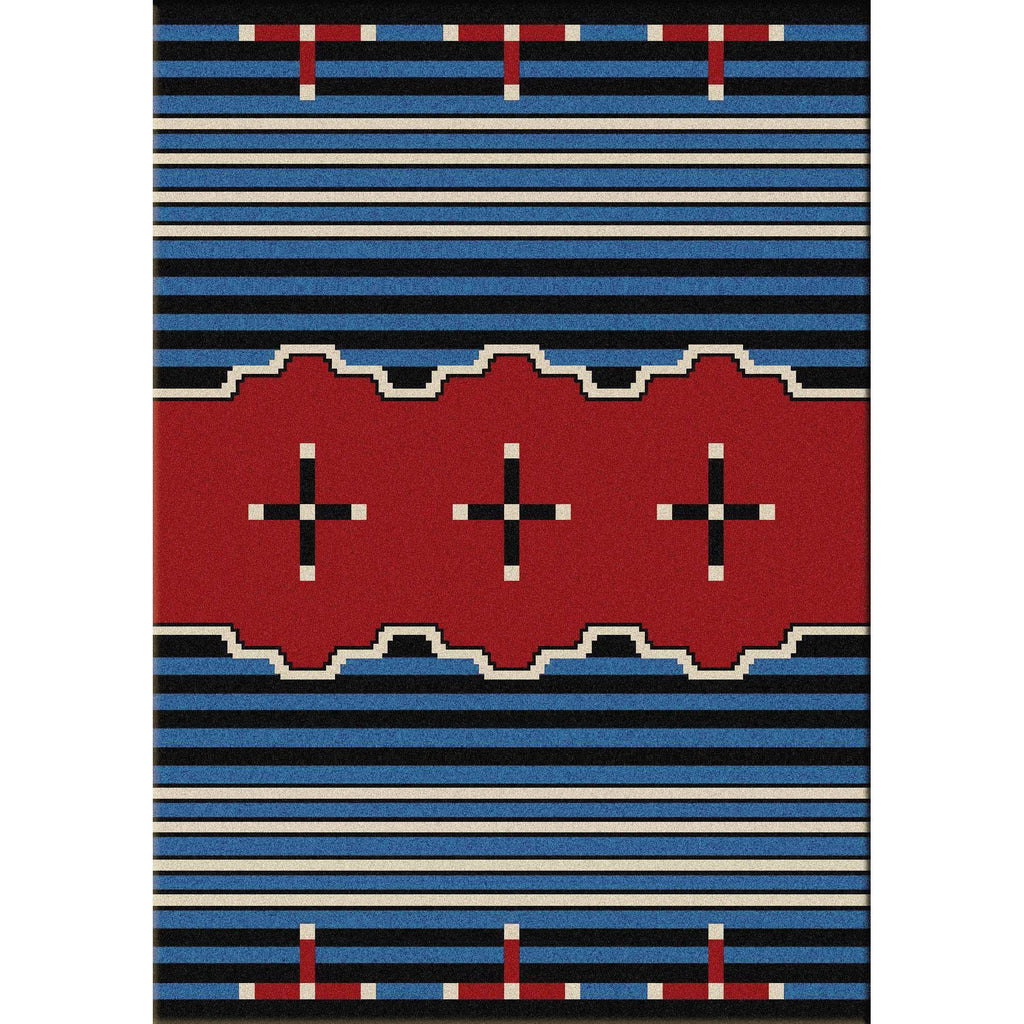 Tribe Leader - Blue-CabinRugs Southwestern Rugs Wildlife Rugs Lodge Rugs Aztec RugsSouthwest Rugs