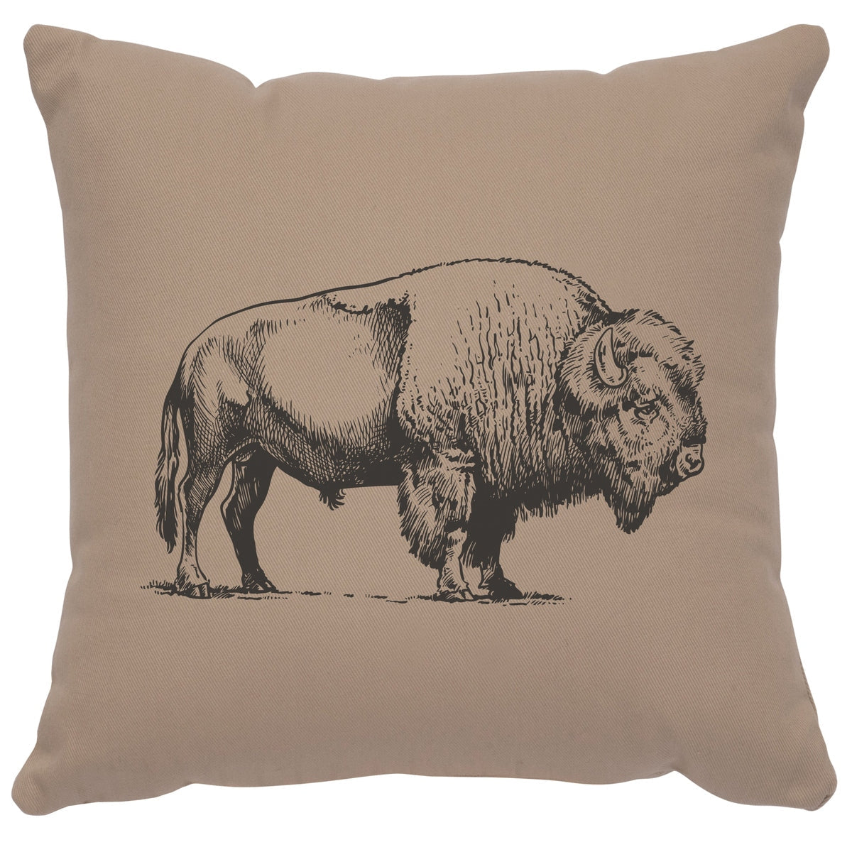 "Buffalo" Image Pillow - Cotton Alabaster by Wooded River