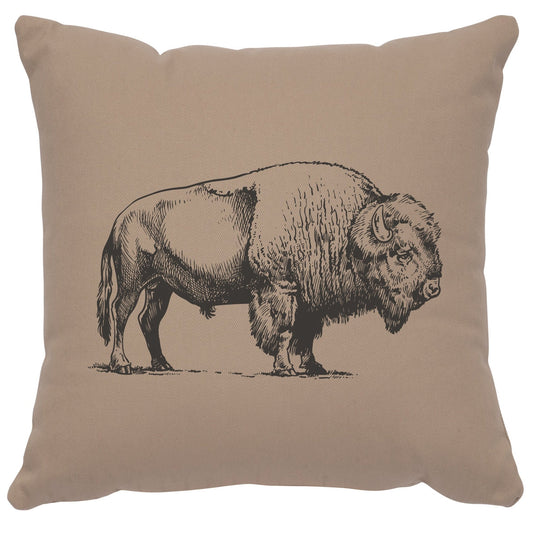 "Buffalo" Image Pillow - Cotton Alabaster by Wooded River