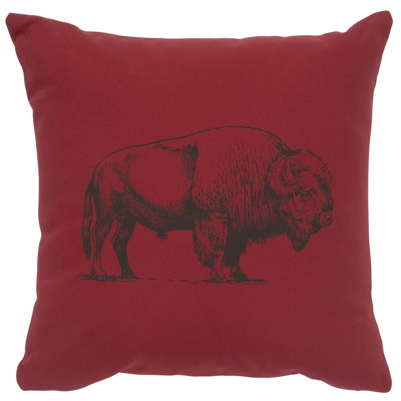 "Buffalo" Image Pillow - Cotton Brick