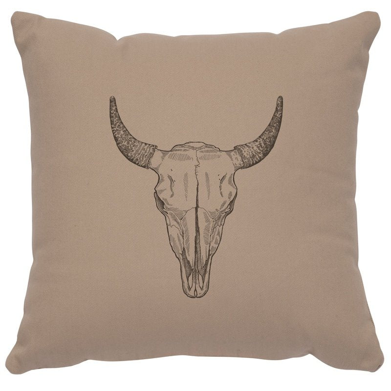 "Bull Skull" Image Pillow - Cotton Alabaster